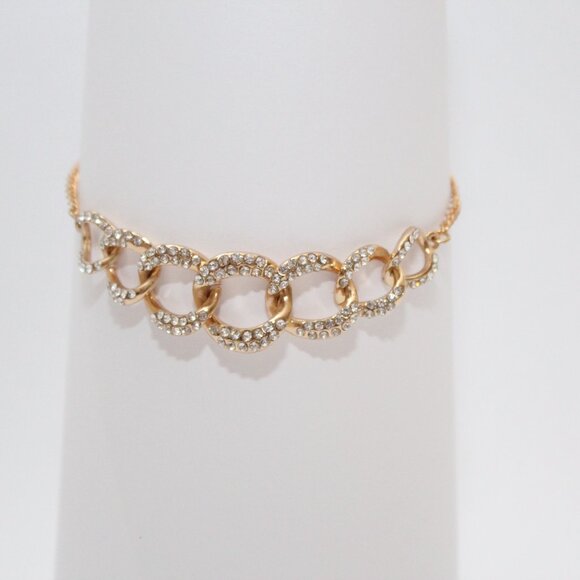 G by Guess women's chain Gold-Tone Rhinestone bracelet - Picture 5 of 8